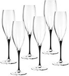 Barski Toasting Flute Glass - Champagne - Flutes - Set of 6 Crystal Glasses - Wedding Toasting Flutes - Black Stem - 11 oz Made in Europe