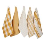 DII Everyday Kitchen Collection Assorted Dishtowel Set, 18x28, Honey Gold 5 Piece