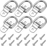 CZC AUTO 6 Pack D Ring Tie Down Anchors 1/4" Heavy Duty Stainless Steel Trailer Tie Down Hooks for Truck, Trailer, Camper, Warehouse, Boat, Cargo Control & Surface Mount, with Screws