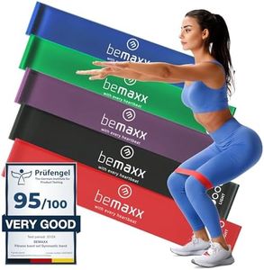 Élastique Musculation Résistance - Ensemble de 5 Bande Fitness Latex + Livre d'entrainement et Sac | Loop Booty Bands Minibands Elastiband Kit, Sport Gym Yoga Pilates Gymnastique Jambe Cuisse