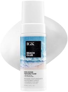 IGK Beach Club High-Shine Texture Foam – Salt-Free Hair Mousse for Beach Waves – Air-Dry Styling Foam for Wavy, Curly & Straight Hair – Anti-Frizz with UV Protection – Vegan, 5 Oz