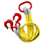 SENKEYFE Lifting Slings Straps with Hooks 5ft Two Leg Bridle Web Sling 13227lbs Capacity G80 Alloy Steel Engine Lift Chain Link Eye Hook Polyester Webbing Rigging Straps for Hoists