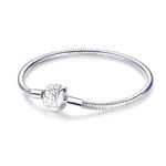 Symretie 925 Sterling Silver Snake Chain Bracelet Silver Wing Clasp Charm Bracelets, Compatible with Pandora Bracelets Charms Bead, Basic Charm Bracelets for Women Teen Girls Gift for Her