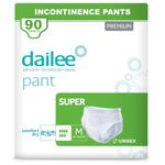 Dailee Pants Super M - 90x Incontinence Pants for Men and Women - 6 Pack of 15 Adult Nappies - High Absorbency Pull Up Diapers, Leak Proof Disposable Protective Briefs