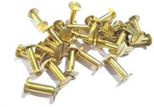 Excellentcrafts Brass Book Binding Screws, Screw Posts, Chicago Screw, Album Screw, DIY Leather Decoration | Round Flat Head Stud Screw for Scrapbook Size (8 mm x 12 mm) Pack of 25/50/100 Pcs (25)