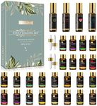 MAYJAM 28PCS Essential Oils Set with Nice Box, 24x5ml Pure Essential Oils and 4x10ml Roller-On Essential Oil Blends for Diffusers Aromatherapy Home Office