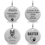 Personalised Pet Tag - Custom Dog Collar ID Tags, Stainless Steel Scratch-Resistant and Durable - Suitable for Dogs, Puppies, Cats and Kittens - Double Side Engraving - with Custom Dog Breed - 21mm