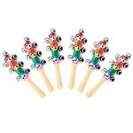 ZEAVOLA 6Pcs Wooden Jingle Hand Bells,Rainbow Handle Wooden Bells Jingle Stick Shaker Rattle Baby Kids Children Musical Toys