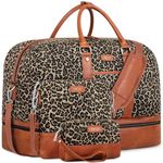 Weekender Bag Large Overnight Bag for Women Canvas Travel Duffel Bag Carry On Tote with Shoe Compartment 21" for Women & Men 3Pcs Set