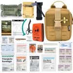 RHINO RESCUE IFAK Trauma First Aid Kit, FSA HSA Eligible, Medical Pouch for Car Home Travel Hiking (Coyote)