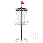 VEVOR GL8002 Cestino Da Disco Catene Chains Portable Hole, Heavy Duty Steel Practice Target, Indoor & Outdoor Course, Disc Golf Basket Stand Equipment, Black, 24 Cha