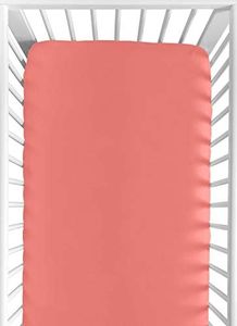 Sweet Jojo Designs Fitted Crib Sheet for White and Coral Diamond Baby/Toddler Bedding - Solid Coral