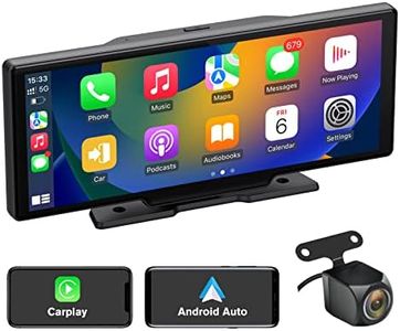 Car Stereo Audio Dash Cam 10.25 inch Portable Car Audio Carplay iOS/Android Auto/Airplay 2.5K Rear Backup Camera Driving Recorder Parking Assistance WiFi/GPS/FM/BT Music/Video with Regular Stand