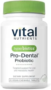 Hyperbiotics Vital Nutrients Pro-Dental Probiotic | Dairy-Free BLIS K12 and M18 | Shelf-Stable | Vegan Probiotic for Oral Health and Bad Breath | Sugar-Free | Gluten-Free | 45 Mint Chewable Tablets