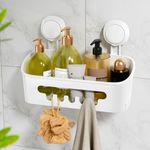 LEVERLOC Suction Shower Caddy Bathroom Storage No Drilling Shampoo Holder Removable Waterproof Vacuum Shower Shelf Heavy Duty Suction Pads for Shower Caddy for Bathroom Kitchen Toilet