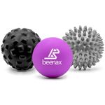 Beenax Massage Ball (Set of 3) - Trigger Point Therapy, Myofascial Release, Plantar Fasciitis, Deep Tissue, Pain Relief and Stiffness Reduction - Relieve Stress and Relax Tight Muscles