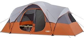 UNP Camping Tent 10-Person-Family Tents, Big, Easy Up, 5 Large Mesh Windows, Double Layer, 2 Room, Waterproof, Weather Resistant, 18ft x 9ft x78in (Orange)