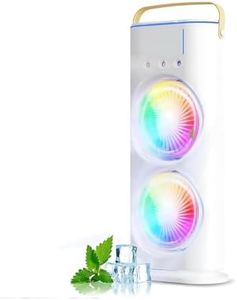 BKSMD Double Ended Spray Cooler, 2025 New 3 Gears USB Rechargeable Quiet fan with LED Light & Remote Control, Mini Cooler for Business & Home Use, Energy Saving, Heatstroke Prevention