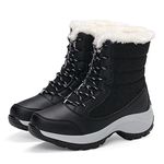 Womens Snow Boots Plush Warm Ladies Ankle Boots Waterproof Non-slip Winter Shoes Lace Up Boots Women girls Furry Snow Boots (Black,39,5.5)