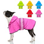 Weesiber Waterproof Adjustable Dog Raincoat - Reflective Dog Rain Jacket with Hoodie, Lightweight Dog Rain Coat Dog Poncho Slicker for Small Medium and Large Dogs (Small, Pink)