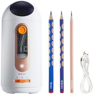 M&G Electric Pencil Sharpener for Colored Pencils, Fully Automatic Astronaut Pencil Sharpener, Auto in & Out, Rechargeable Hands-Free Pencil Sharpener for 6.5-11mm Pencils, Home, Classroom (White)