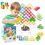 DONGTATA 64 PCS Tetra Tower Balance Game Night Tetris Tower Balance Building Toy Balancing Stacking Toys Montessori Toy Best Gift for Kids Adults Board Games for 2 Players