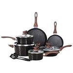 Kitchen Academy 12 Piece Nonstick Pots and Pans Set, Induction Cookware Set, Cooking Pans Set, Cooking Pots Set, Frying Pan Set, Black