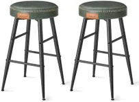 VASAGLE EKHO Collection - Bar Stools Set of 2, Counter Height Bar Stools, Kitchen Counter Stools, Mid-Century Modern Backless Counter Stools, 24.8-Inch Tall, Kitchen Island Home Bar, Forest Green