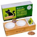 Doggo Bite Organic Cat Grass Feeder Kit for Indoor and Outdoor Cats - Complete Set with Tray, Bowl, Planter, Soil Discs & Certified Organic Seeds for Healthy, Fresh Grass for Cats