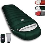 BUERTS Down Sleeping Bags for Adults, Premium 680FP Down Fill Backpacking Sleeping Bag for Cold Weather for Camping, Hiking and Traveling, Comes with Compression Sack (Green 0°F)