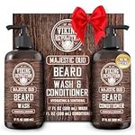 Viking Revolution - Beard Shampoo And Conditioner - Natural Beard Wash & Beard Conditioner With Argan & Jojoba Oils - Softens & Strengthens - Gifts For Men - Majestic Oud - 2 x 500 ml