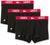 Lacoste Men's Short Microfiber Boxer Brief 3-Pack, Black/Red, Large