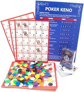Pokeno game set with cards and chips,24 Two-Sided Boards, 500+ Chips,2 Deck of Waterproof Poker Cards,48 Unique Board Layouts,Poker Bingo Set Keno Board Game for Gathering Activity Family Casino Night