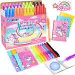 GIFTINBOX Unicorn Party Favors for Kids 4-8, 24Pack Invisible Ink Pen and Notebook, Invisible Ink Spy Pen with UV Light for Kids, Classroom Prize Goodie Bag Stuffers Unicorn Toys for Kids Girls