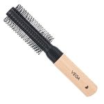 Vega Round Hair Brush with Wooden Handle for Adding Curls, Volume & Waves in Hair| Men and Women| Hair Volumizer Round Brush| Perfect Tool for Blow Drying (India's No.1* Hair Brush Brand, E8-RB)