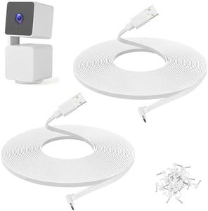 Uogw 2 Pack 20FT Power Cable Compatible with WYZE Cam Pan V3, USB to 90 Degree Micro USB Extension Cable for WYZE Cam Pan V3,L-Shaped Flat Power Cord Charging Cable(White)