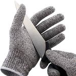 Kproxi Anti Cutting Cut Resistant Hand Safety Gloves Cut-Proof Level 5 Protection with Rubber Grade Finishing for Women Kitchen Food Vegitables, Gardening Care, Industrial (Free Size, Grey)