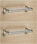 FORTUNE Wall Mounted Stainless Steel Towel Rack, Towel Bar | Towel Rod Holder | Towel Rail for Kitchen & Washroom | Towel Hanger | Towel Stand | Bathroom Accessories for Homes (18 Inch, Pack of 2)