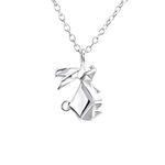 The Rose & Silver Company Women 925 Sterling Silver Origami Rabbit Necklace 45cm / 17.7"