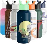 Simple Modern Star Wars Mandalorian Water Bottle with Straw Lid Vacuum Insulated Stainless Steel Metal Thermos | Gifts for Women Men Reusable Leak Proof Flask | Summit Collection | 32oz Moonlit