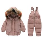 StarTreene Kids Boys Girls Snowsuit Winter Hooded Down Coat Jacket +Bib Pants Snow Trousers 2pcs Clothing Set