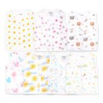 Kidbea Mulmul Cotton Muslin Jhabla | Summer Wear | Cloth for Baby Boys Cute Chick| Star| Tiger| Mickey| Butterfly| Sun | Rainbow Print | Boys Pacl of 7 (3 Months to 6 Months)