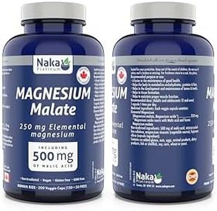 Naka Platinum MAGNESIUM MALATE 250 Of Elemental Magnesium Per 1 Capsule, Including 500 mg of Malic Acid - BONUS SIZE 200 Veggie Capsules (150+50 FREE)