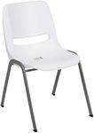 Flash Furniture HERCULES Series 5 Pack 880 lb. Capacity White Ergonomic Shell Stack Chair with Gray Frame