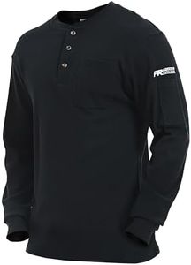 PTAHDUS FR Shirts for Men, 6.5oz Flame Resistant Clothing Long Sleeve FRC Shirts, NPFA2112 100% Cotton Fire Retardant Clothes(6.5oz Navy Blue,XX-Large)