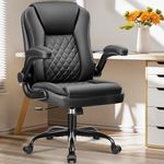 Brick Attic Office Chair - Executive Office Chair Leather Ergonomic Office Chair Desk Chair with Wheels Computer Chair Swivel Task Work Chair with Lumbar Support and Flip up Armrests Black