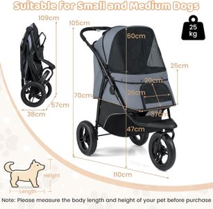 COSTWAY Dog Stroller – Grey Pet Carrier with Foldable Design