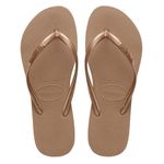 Havaianas Womens Slim Textured Thong Flip-Flops Beige 6 Wide (C,D,W)