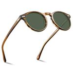 CARFIA Vintage Polarized Sunglasses for Men UV400 Protection Hand-polished Acetate Frame