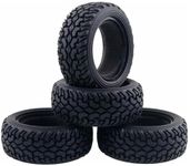 1/10 RC On-Road Car Tyres,WONFAST 4PCS 75mm Rally Grain Car Rubber Tires Sponge Insert for 1:10 RC On Road Run-flating Racing Car Parts for Traxxas Tamiya HSP HPI Kyosho(Black)